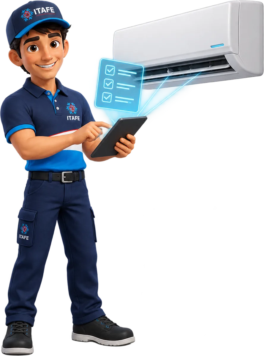 Your ITAFE technician checking an installation with a tablet